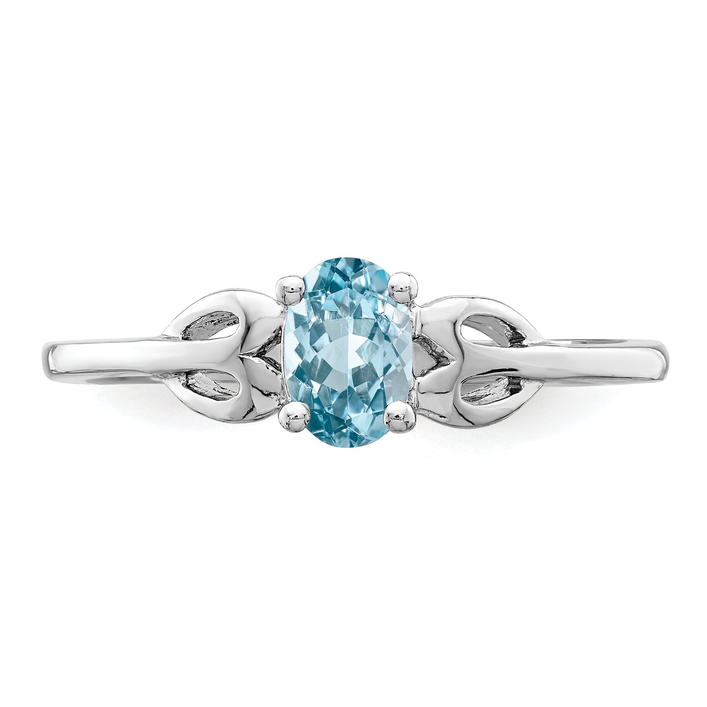 Sterling Silver Rhodium-Plated Light Swiss Blue Topaz Ring