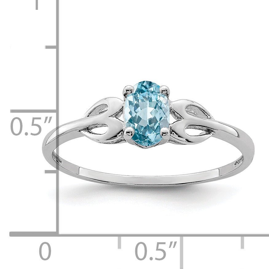 Sterling Silver Rhodium-Plated Light Swiss Blue Topaz Ring