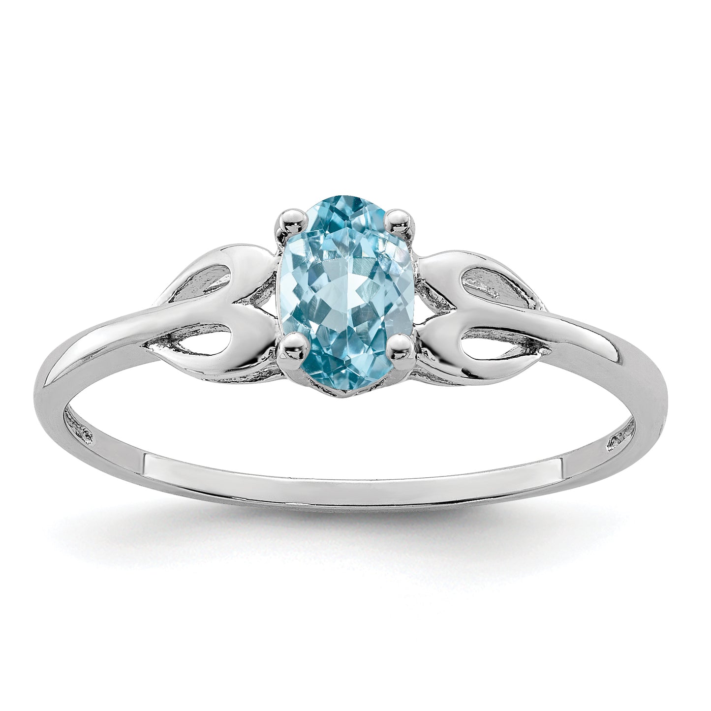 Sterling Silver Rhodium-Plated Light Swiss Blue Topaz Ring