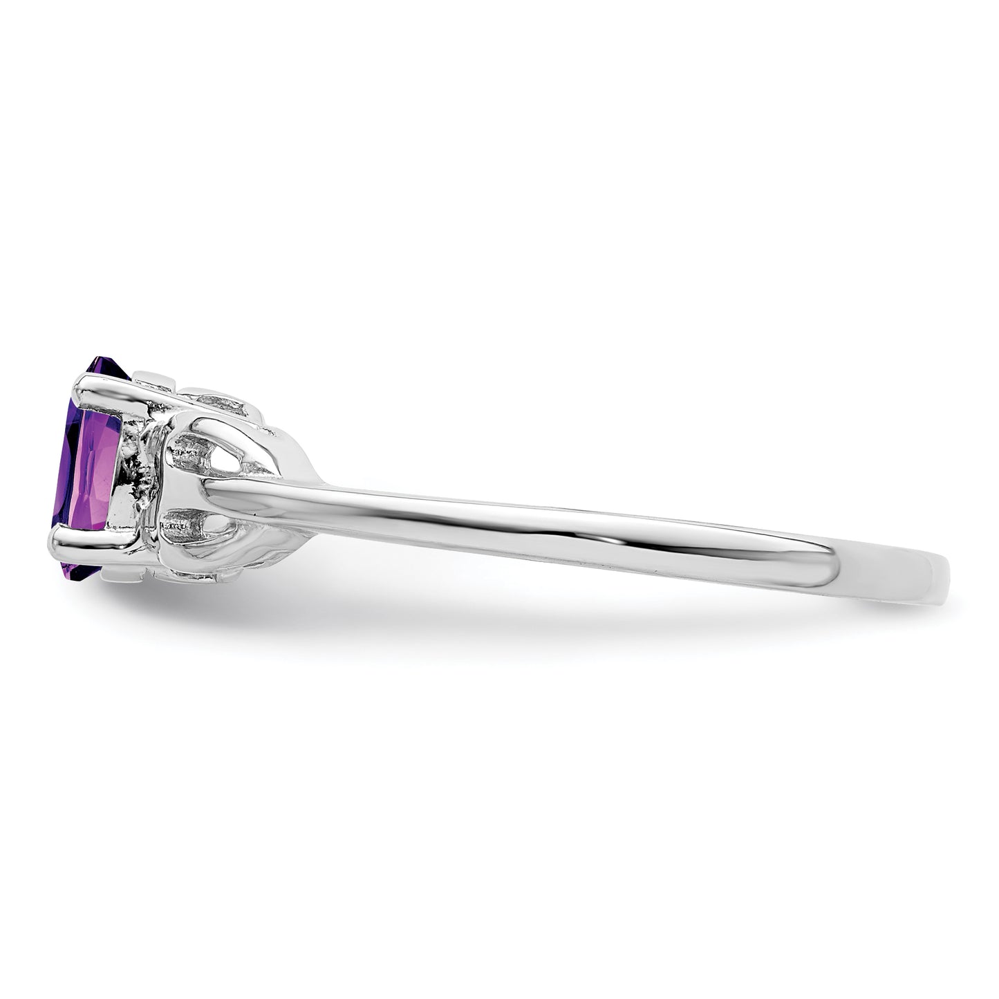 Sterling Silver Rhodium-Plated Amethyst Ring