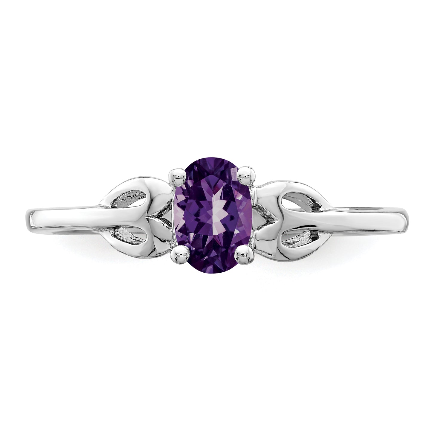 Sterling Silver Rhodium-Plated Amethyst Ring