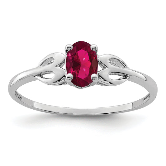 Sterling Silver Rhodium-Plated Created Ruby Ring