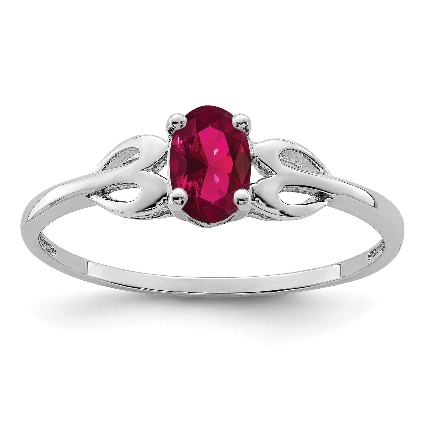 Sterling Silver Rhodium-Plated Created Ruby Ring