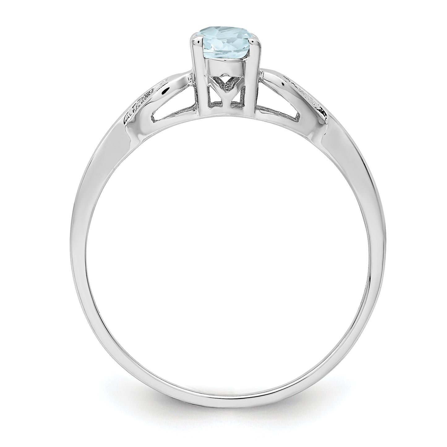 Sterling Silver Rhodium-Plated Aquamarine Ring