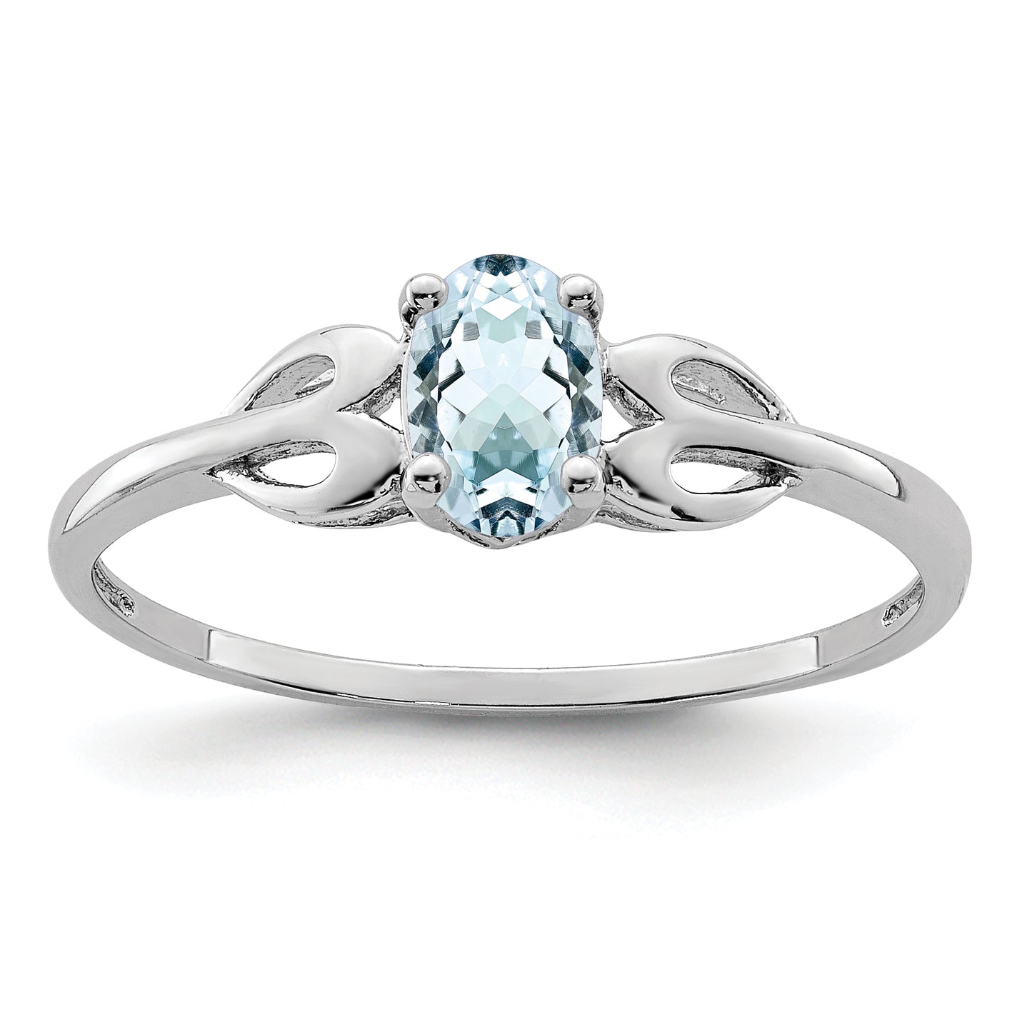 Sterling Silver Rhodium-Plated Aquamarine Ring