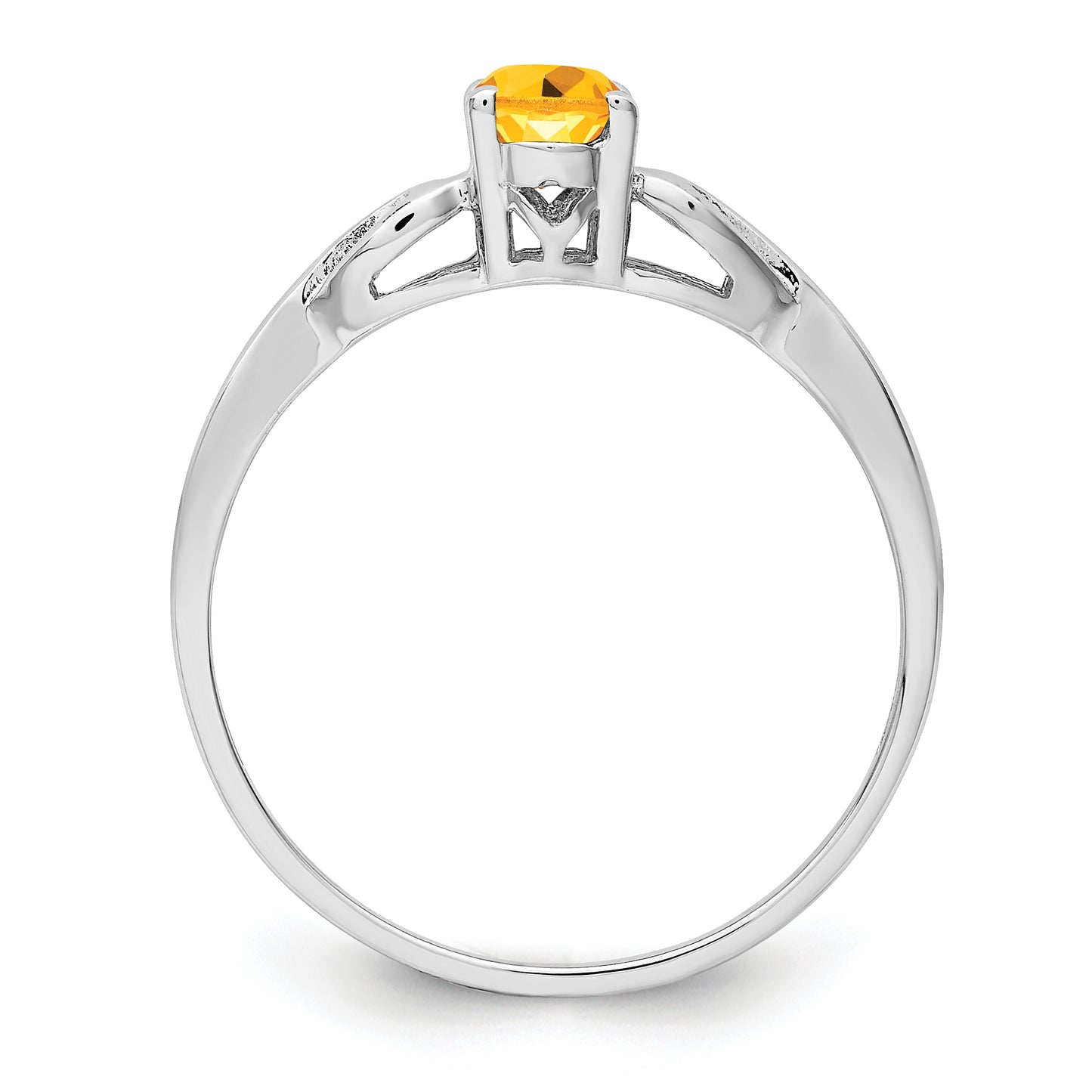 Sterling Silver Rhodium-Plated Citrine Ring