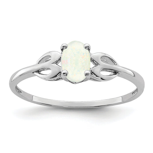 Sterling Silver Rhodium-Plated Created Opal Ring