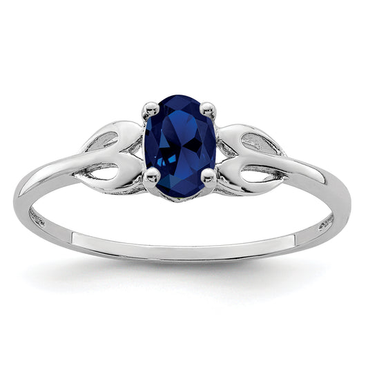 Sterling Silver Rhodium-Plated Created Sapphire Ring