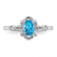 Sterling Silver Rhodium-Plated Light Swiss Blue Topaz & Diam. Ring