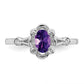 Sterling Silver Rhodium-Plated Amethyst & Diam. Ring