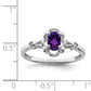 Sterling Silver Rhodium-Plated Amethyst & Diam. Ring