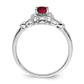 Sterling Silver Rhodium-Plated Created Ruby & Diam. Ring