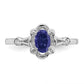 Sterling Silver Rhodium-Plated Created Sapphire & Diam. Ring