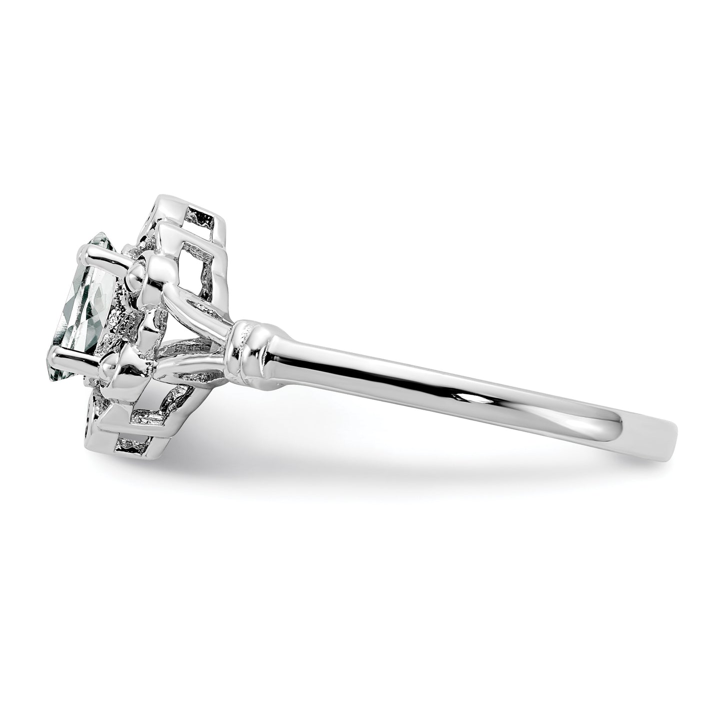 Sterling Silver Rhodium-Plated White Topaz & Diam. Ring