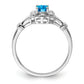 Sterling Silver Rhodium-Plated Light Swiss Blue Topaz & Diam. Ring