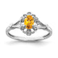 Sterling Silver Rhodium-Plated Citrine & Diam. Ring