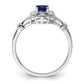 Sterling Silver Rhodium-Plated Created Sapphire & Diam. Ring