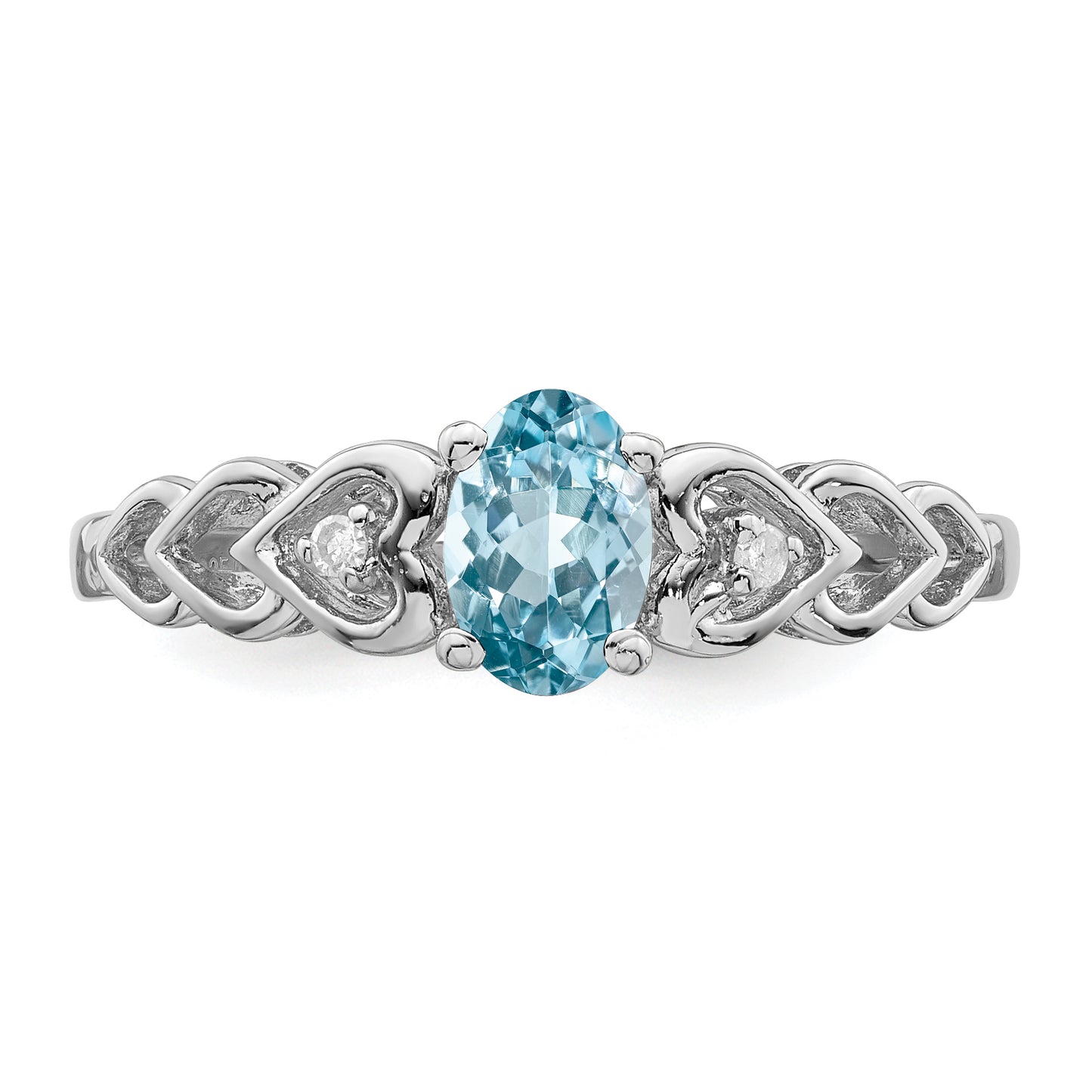 Sterling Silver Rhodium-Plated Swiss Blue Topaz & Diam. Ring