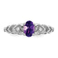 Sterling Silver Rhodium-Plated Amethyst & Diam. Ring