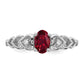 Sterling Silver Rhodium-Plated Created Ruby & Diam. Ring