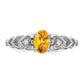 Sterling Silver Rhodium-Plated Citrine & Diam. Ring