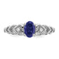 Sterling Silver Rhodium-Plated Created Sapphire & Diam. Ring