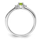 Sterling Silver Rhodium-Plated Peridot & Diamond Birthstone Ring