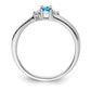 Sterling Silver Rhodium-Plated Blue Topaz/Diamond Birthstone Ring