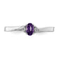 Sterling Silver Rhodium-Plated Amethyst/Diamond Birthstone Ring