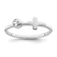 Sterling Silver Rhodium-Plated Polished Cross White Topaz Ring