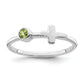 Sterling Silver Rhodium-Plated Polished Cross Peridot Ring