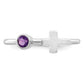 Sterling Silver Rhodium-Plated Polished Cross Amethyst Ring