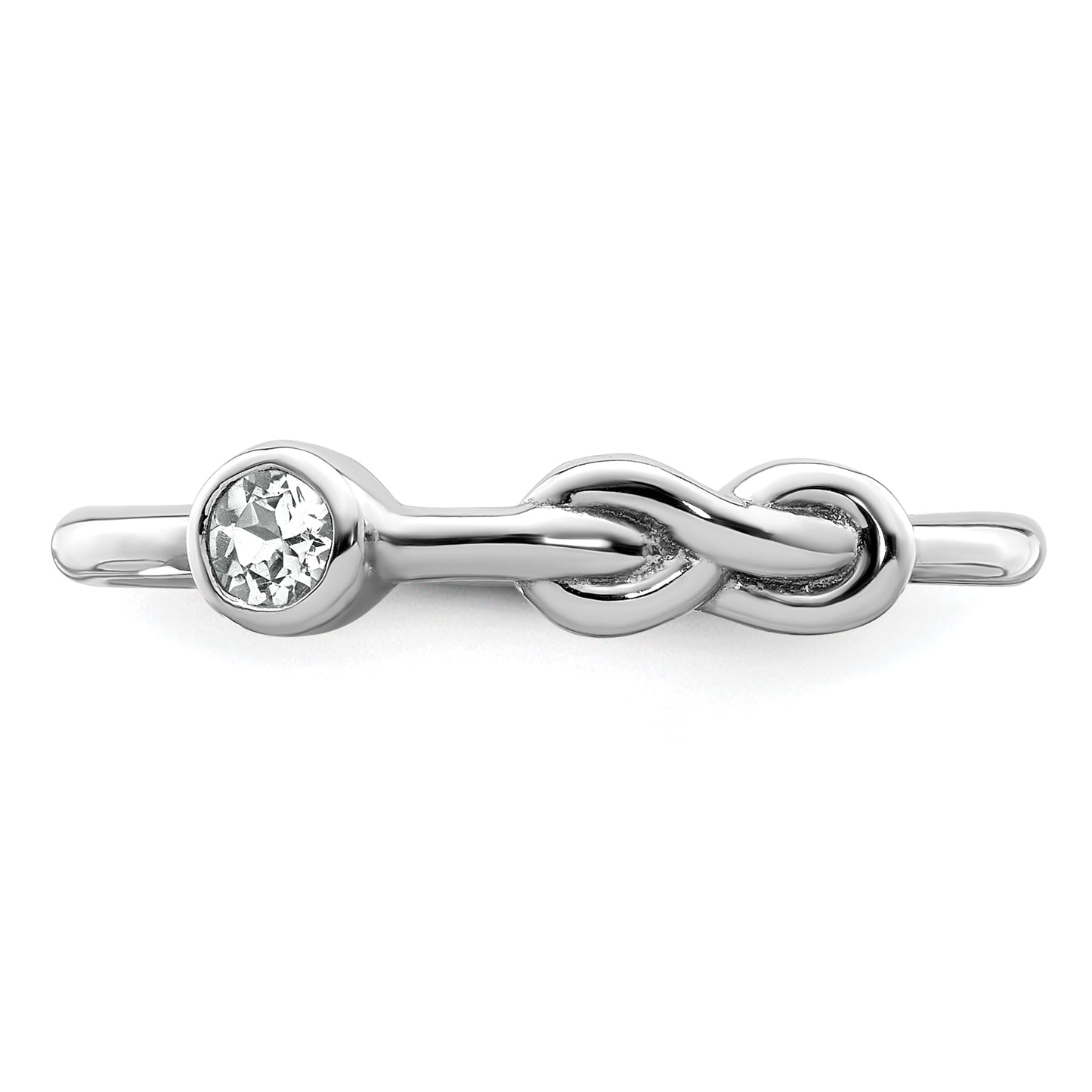 Sterling Silver Rhodium-Plated Polished Infinity White Topaz Ring