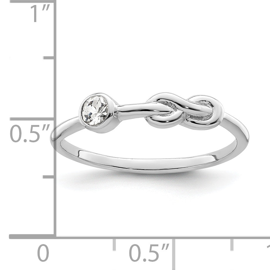 Sterling Silver Rhodium-Plated Polished Infinity White Topaz Ring