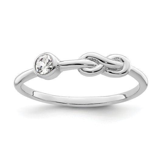 Sterling Silver Rhodium-Plated Polished Infinity White Topaz Ring