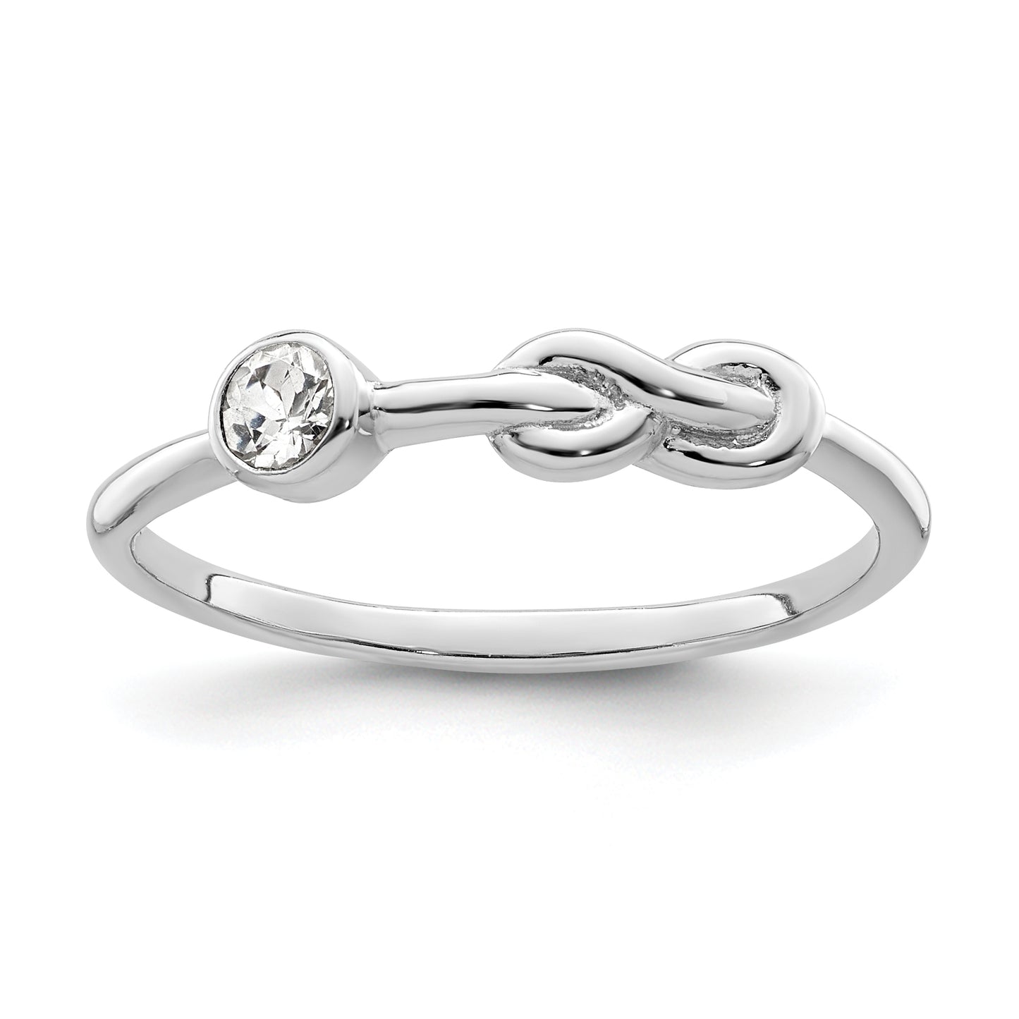 Sterling Silver Rhodium-Plated Polished Infinity White Topaz Ring