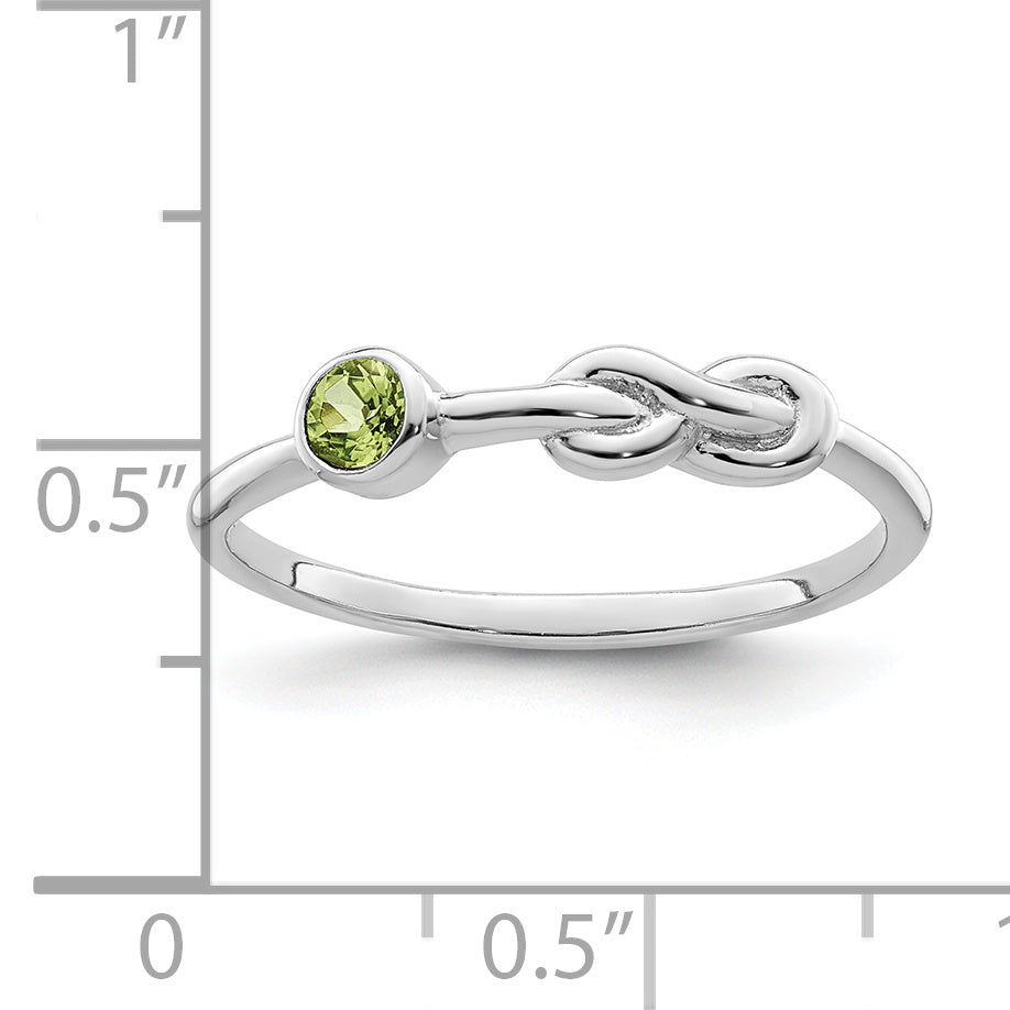 Sterling Silver Rhodium-Plated Polished Infinity Peridot Ring