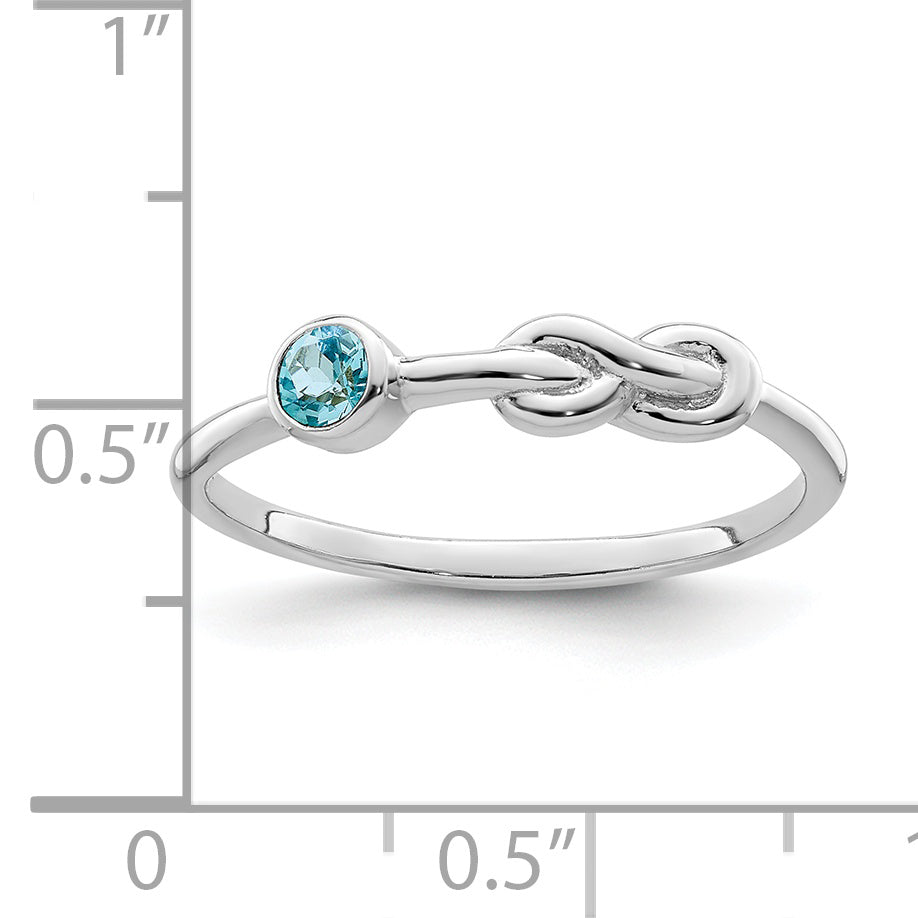 Sterling Silver Rhodium-Plated Polished Infinity Ls Blue Topaz Ring