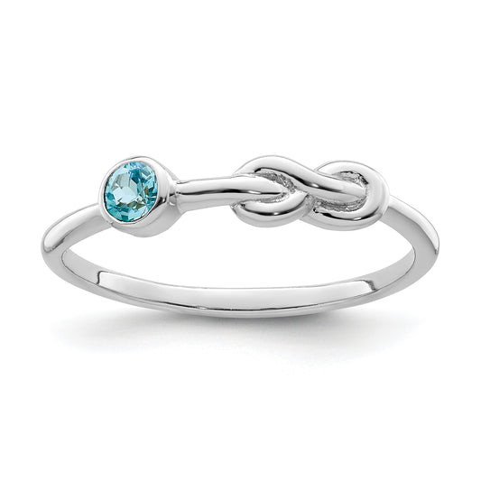 Sterling Silver Rhodium-Plated Polished Infinity Ls Blue Topaz Ring