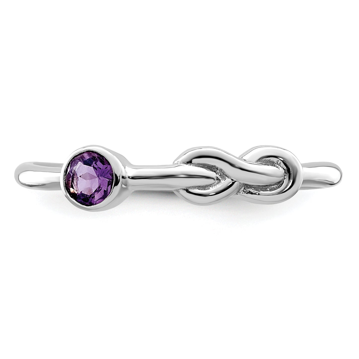 Sterling Silver Rhodium-Plated Polished Infinity Amethyst Ring