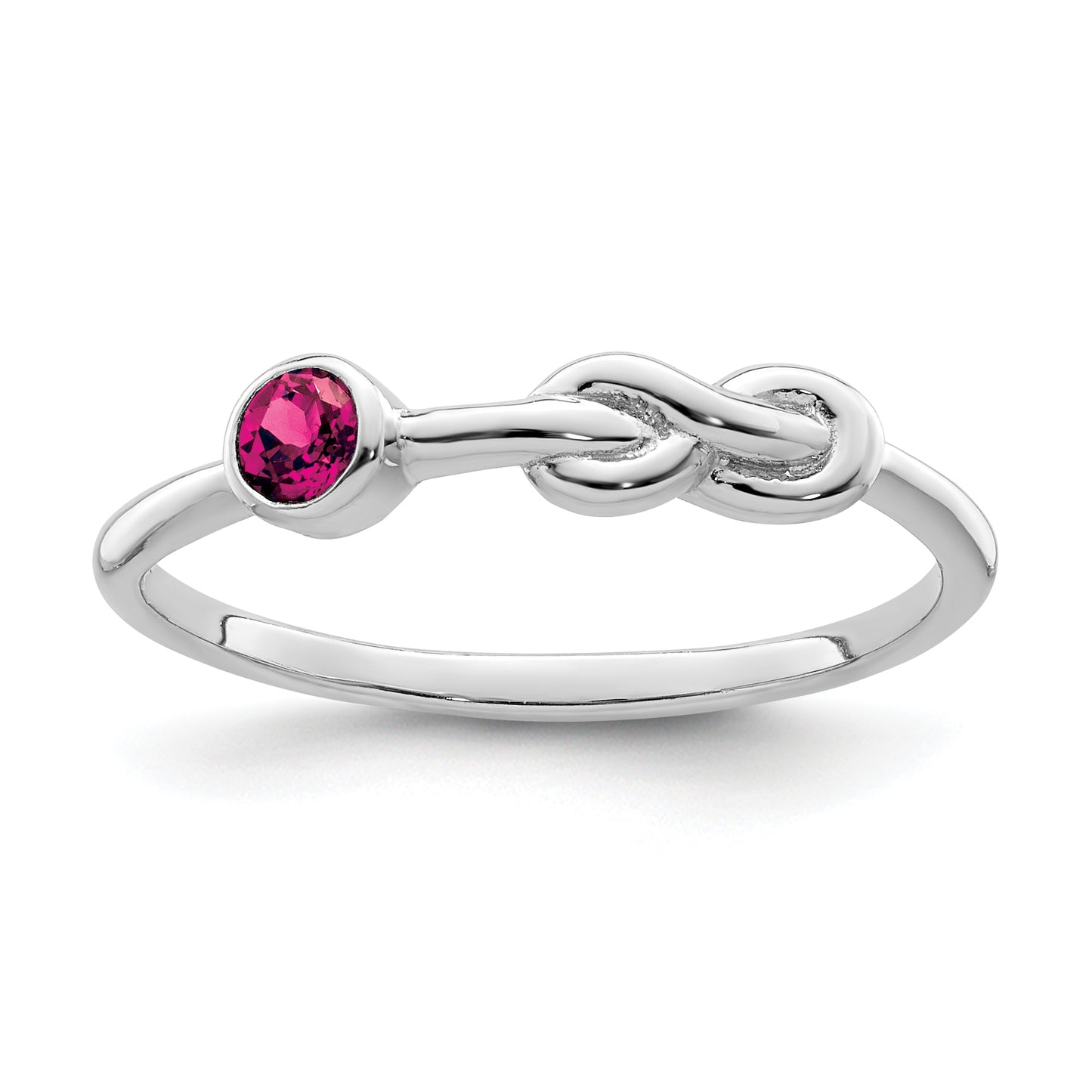 Sterling Silver Rhodium-Plated Polished Infinity Lab Created Ruby Ring