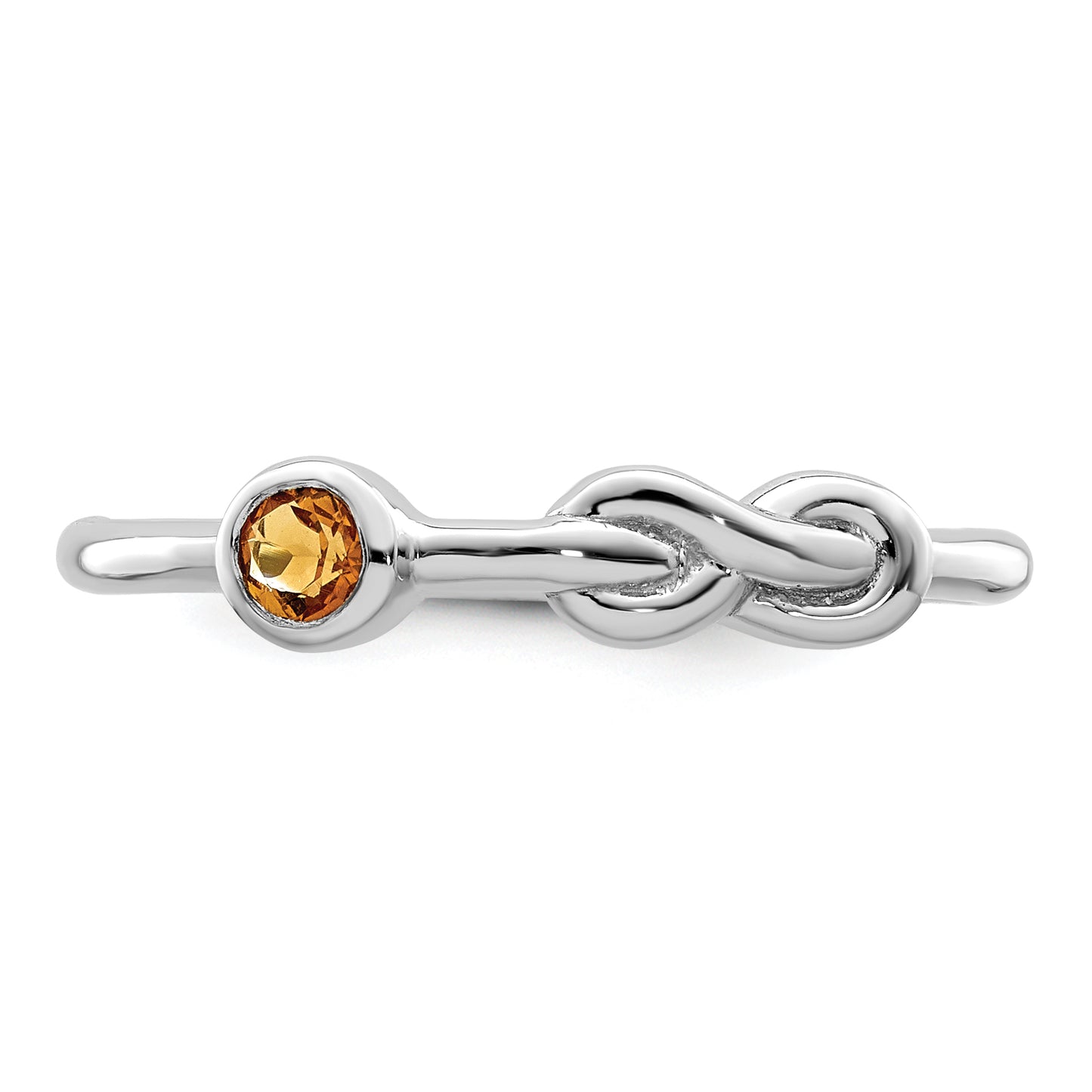 Sterling Silver Rhodium-Plated Polished Infinity Citrine Ring