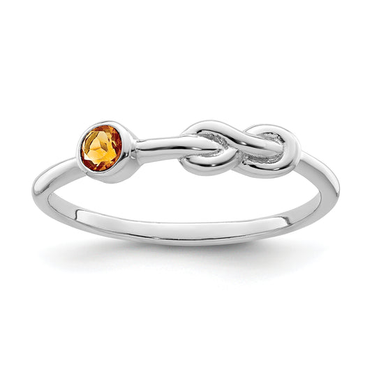 Sterling Silver Rhodium-Plated Polished Infinity Citrine Ring