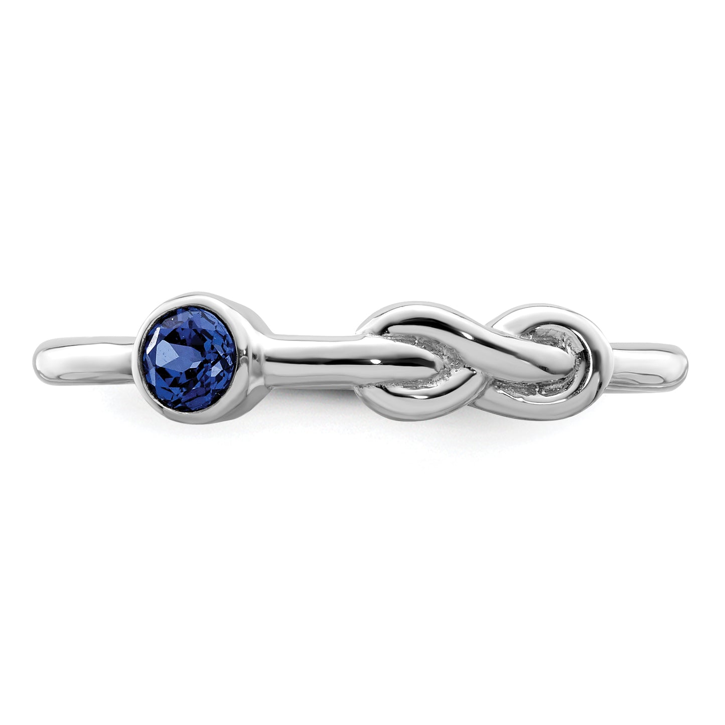 Sterling Silver Rhodium-Plated Polished Infinity Lab Created Sapphire Ring