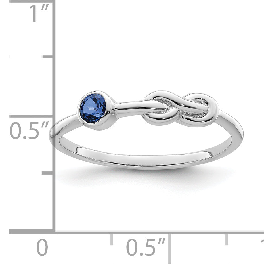 Sterling Silver Rhodium-Plated Polished Infinity Lab Created Sapphire Ring