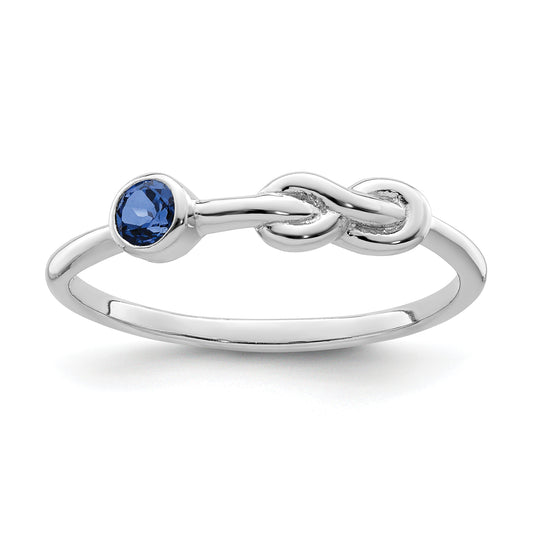 Sterling Silver Rhodium-Plated Polished Infinity Lab Created Sapphire Ring