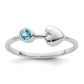 Sterling Silver Rhodium-Plated Polished Heart Ls Blue Topaz Ring