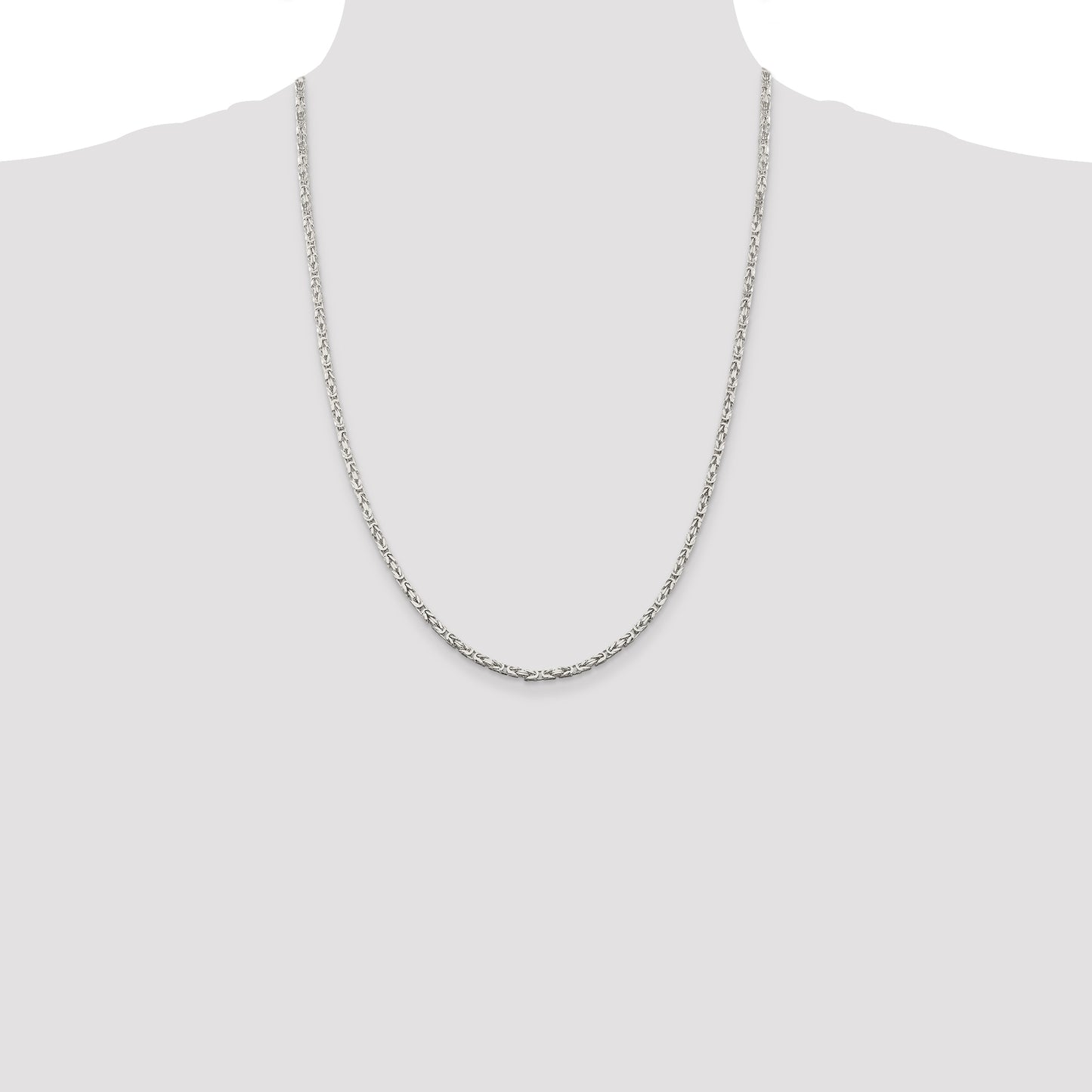 24 Inch Sterling Silver 2.5mm Byzantine Chain