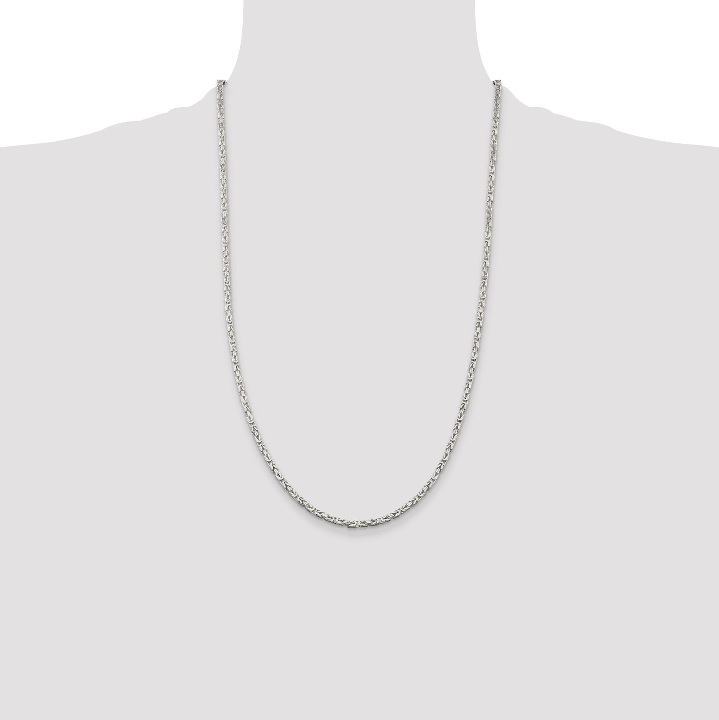 26 Inch Sterling Silver 2.5mm Byzantine Chain