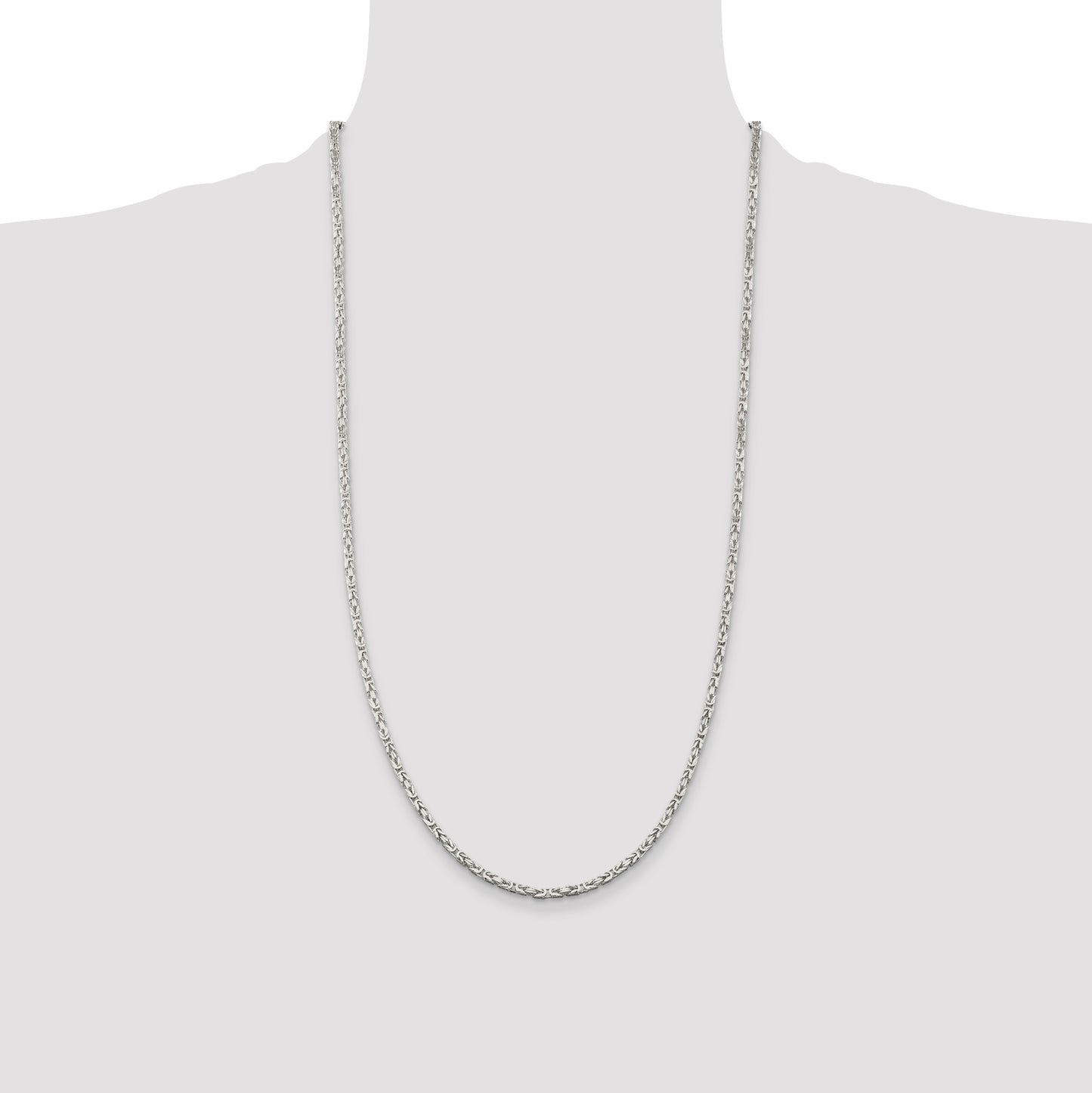 28 Inch Sterling Silver 2.5mm Byzantine Chain